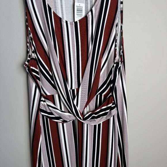 NEW Torrid 4 Women's Sleeveless Striped Twist Front Dress Bodycon Size 26 - Picture 3 of 14